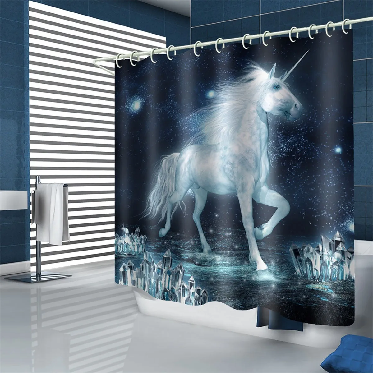 180x180cm Shower Curtain Toilet Seat Cover Non-Slip Pedestal Rug Toilet Seat Cover Bath Mat  12x Plastic Hook
