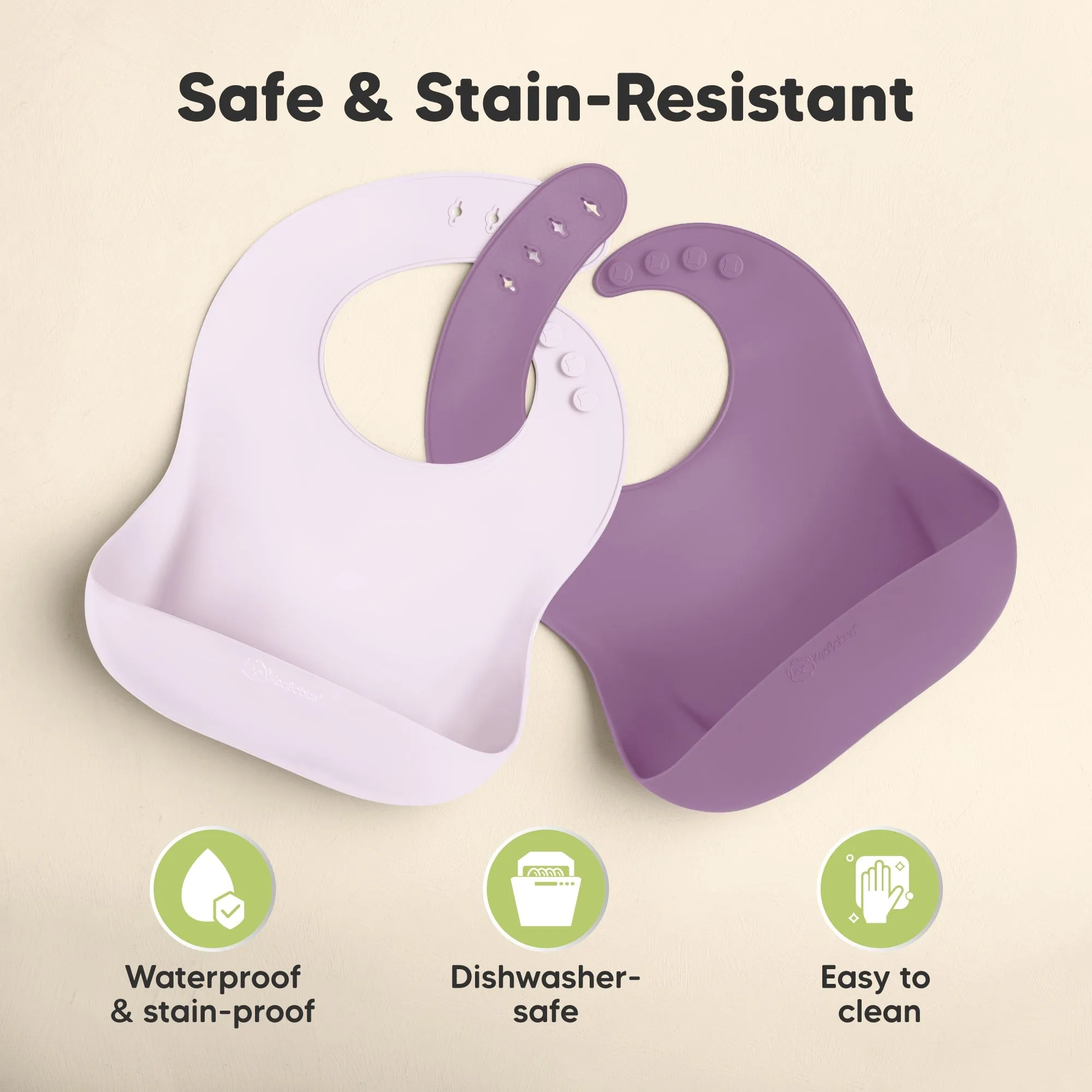 2-Pack Prep Silicone Bibs (Amethyst)