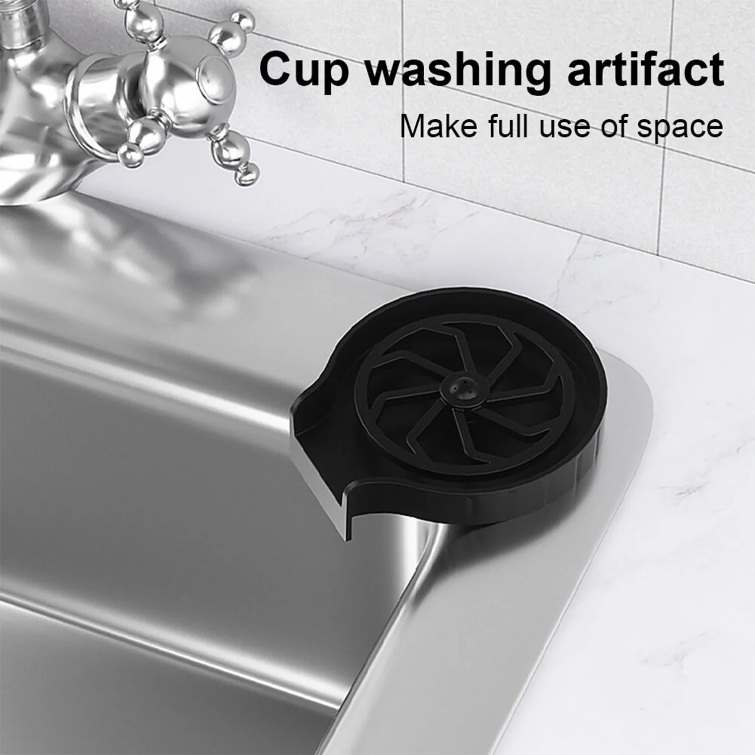 2232 Automatic Glass Rinser for Kitchen Sink, Black Kitchen Sink Cleaning Spray Bar Glass Washer
