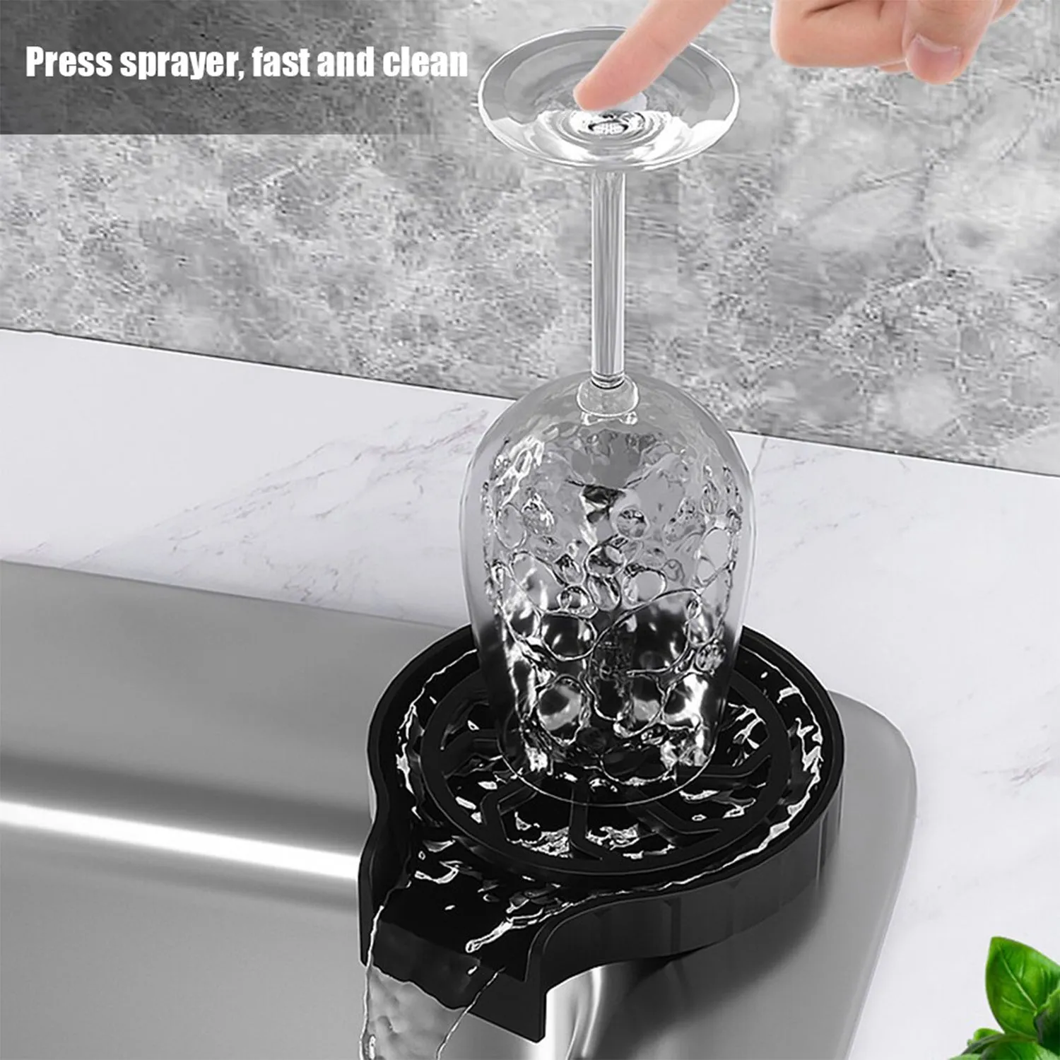 2232 Automatic Glass Rinser for Kitchen Sink, Black Kitchen Sink Cleaning Spray Bar Glass Washer