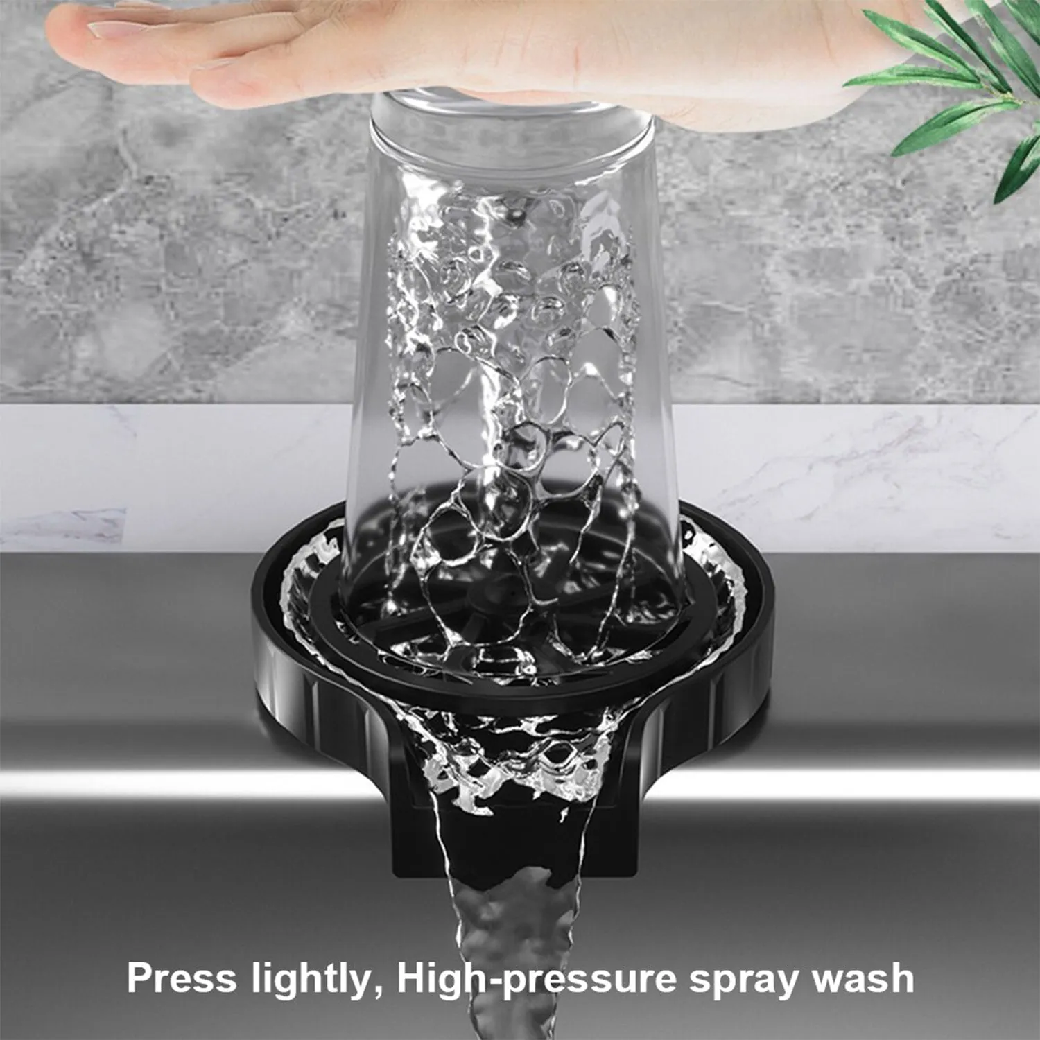 2232 Automatic Glass Rinser for Kitchen Sink, Black Kitchen Sink Cleaning Spray Bar Glass Washer