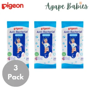 [3-Pack] Pigeon Anti-Bacterial Wet Tissue 20s (Travel Size)