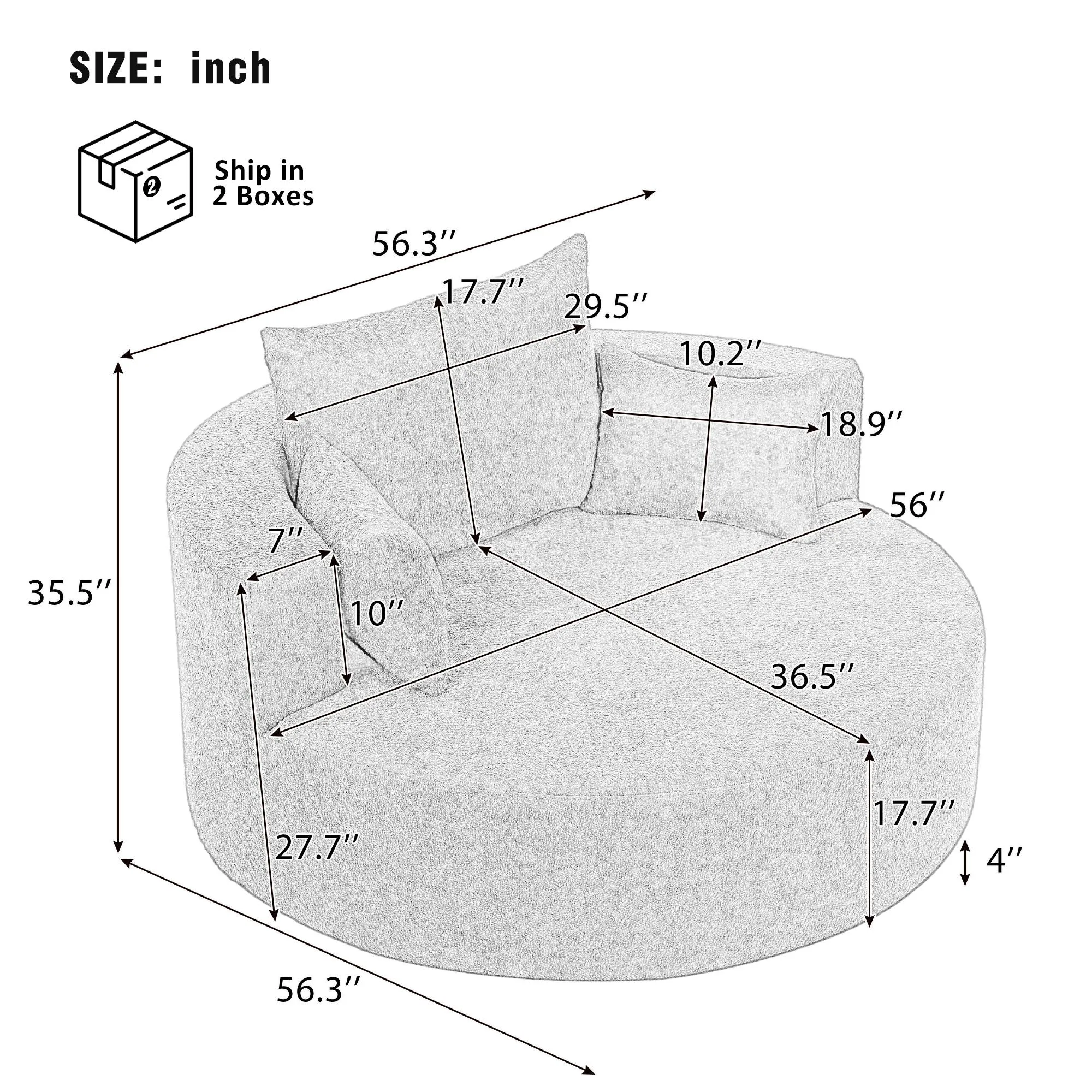 360 Swivel Accent Barrel Chair With 3 Removable Pillows For Living Room by Couch.com