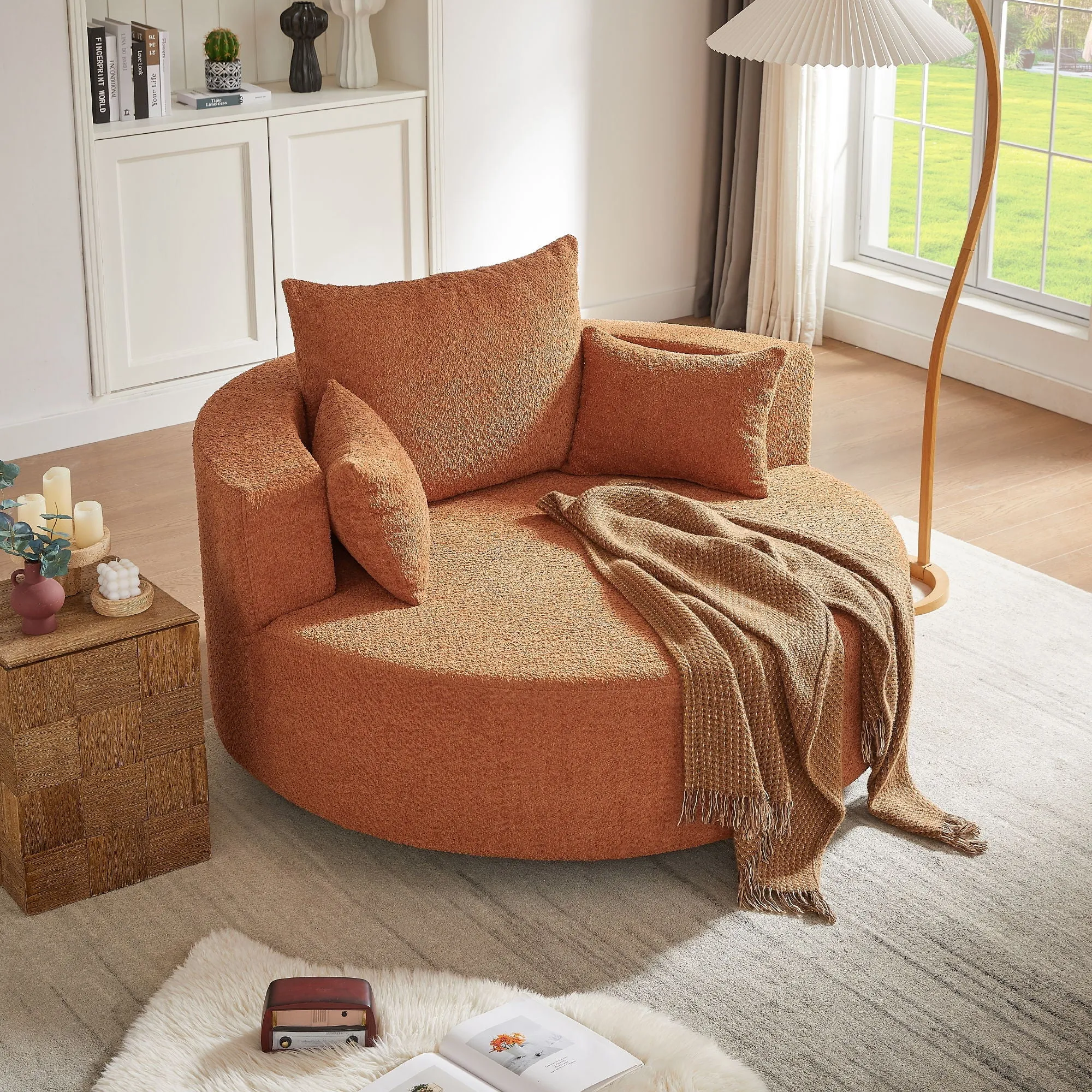 360 Swivel Accent Barrel Chair With 3 Removable Pillows For Living Room by Couch.com