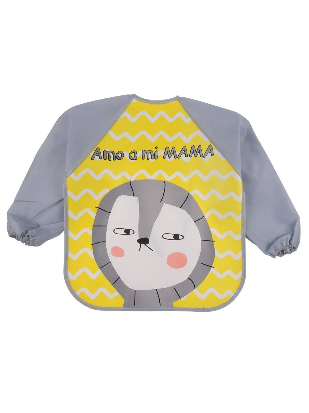 Adorable Kitty-Themed Long-Sleeve Feeding Bib with 'Amo a mi MAMA' Design
