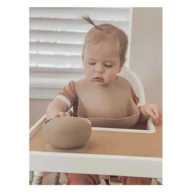 Ali   Oli Silicone Baby Bib Roll Up & Stay Closed (Soft Blush)