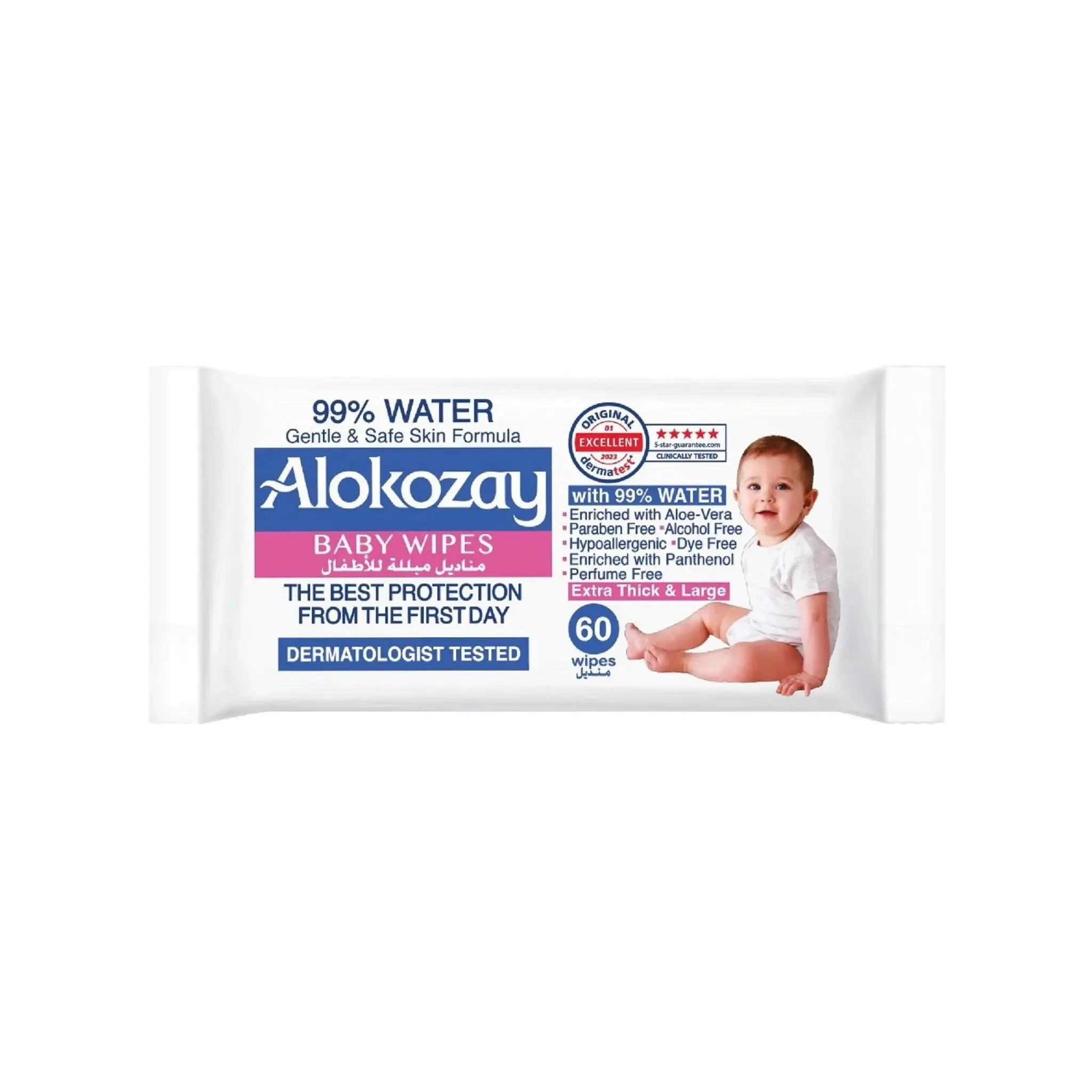 Alokozay Baby Wet Wipes 99% Pure Water - 60pcsx6 (1 carton)
