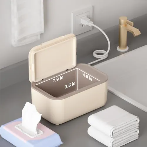 Baby Wipe Warmer, Wipe Warmer and Baby Wet Wipes Dispenser, Smart Precise Temperature Control Large Capacity Evenly Overall Heating Silence, Wipes Warmer for Babies Portable Wipe Warmer (White)