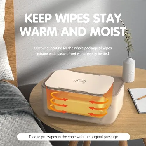 Baby Wipe Warmer, Wipe Warmer and Baby Wet Wipes Dispenser, Smart Precise Temperature Control Large Capacity Evenly Overall Heating Silence, Wipes Warmer for Babies Portable Wipe Warmer (White)