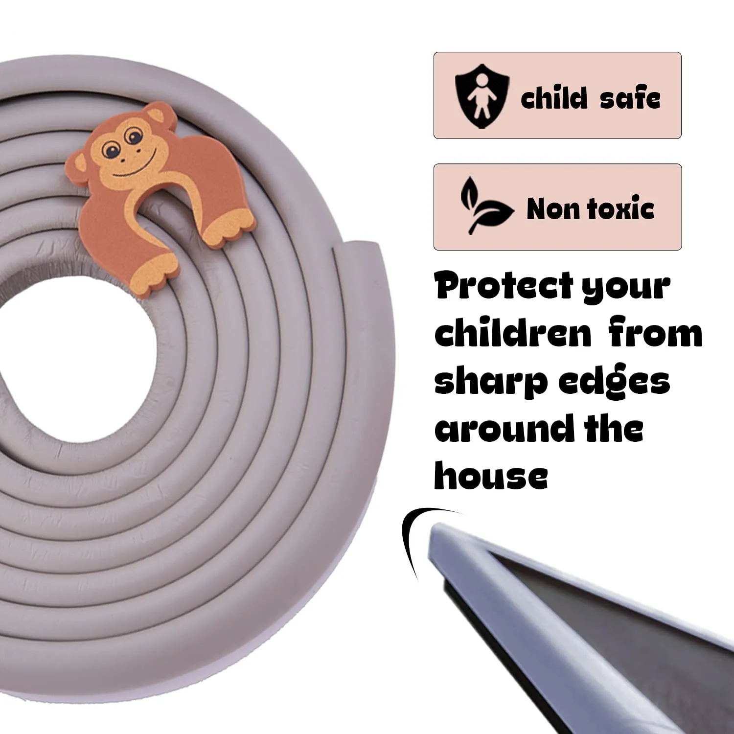 Baybee Baby Proofing Edge & Corner Guards With Extra Long 16.7Ft Edge   8 Pre-Taped Corner Protectors