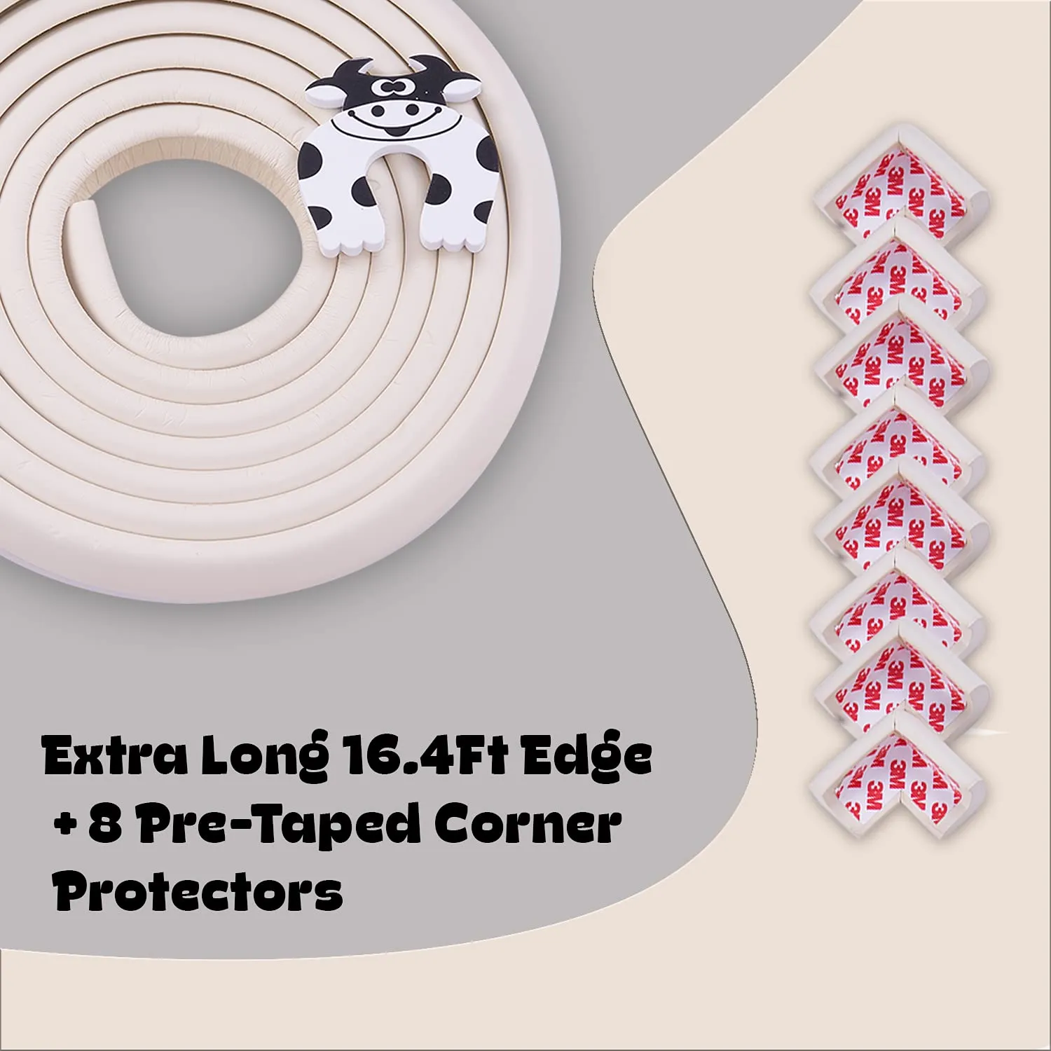 Baybee Baby Proofing Edge & Corner Guards With Extra Long 16.7Ft Edge   8 Pre-Taped Corner Protectors