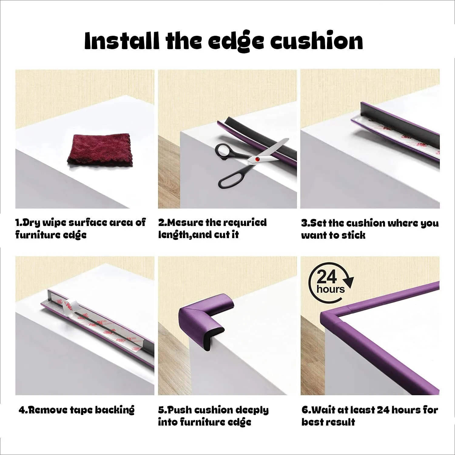 Baybee Baby Proofing Edge & Corner Guards With Extra Long 16.7Ft Edge   8 Pre-Taped Corner Protectors