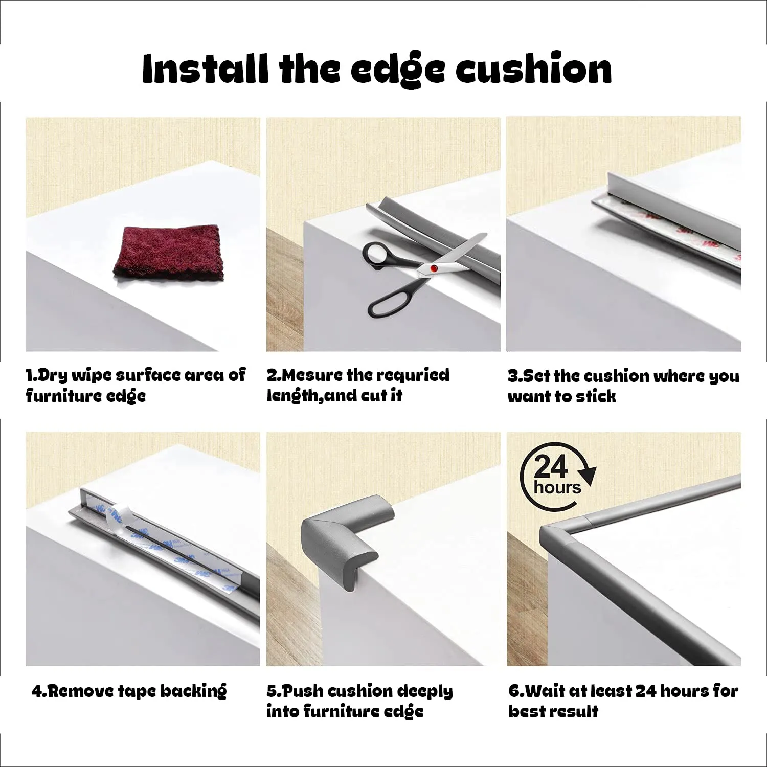 Baybee Baby Proofing Edge & Corner Guards With Extra Long 16.7Ft Edge   8 Pre-Taped Corner Protectors