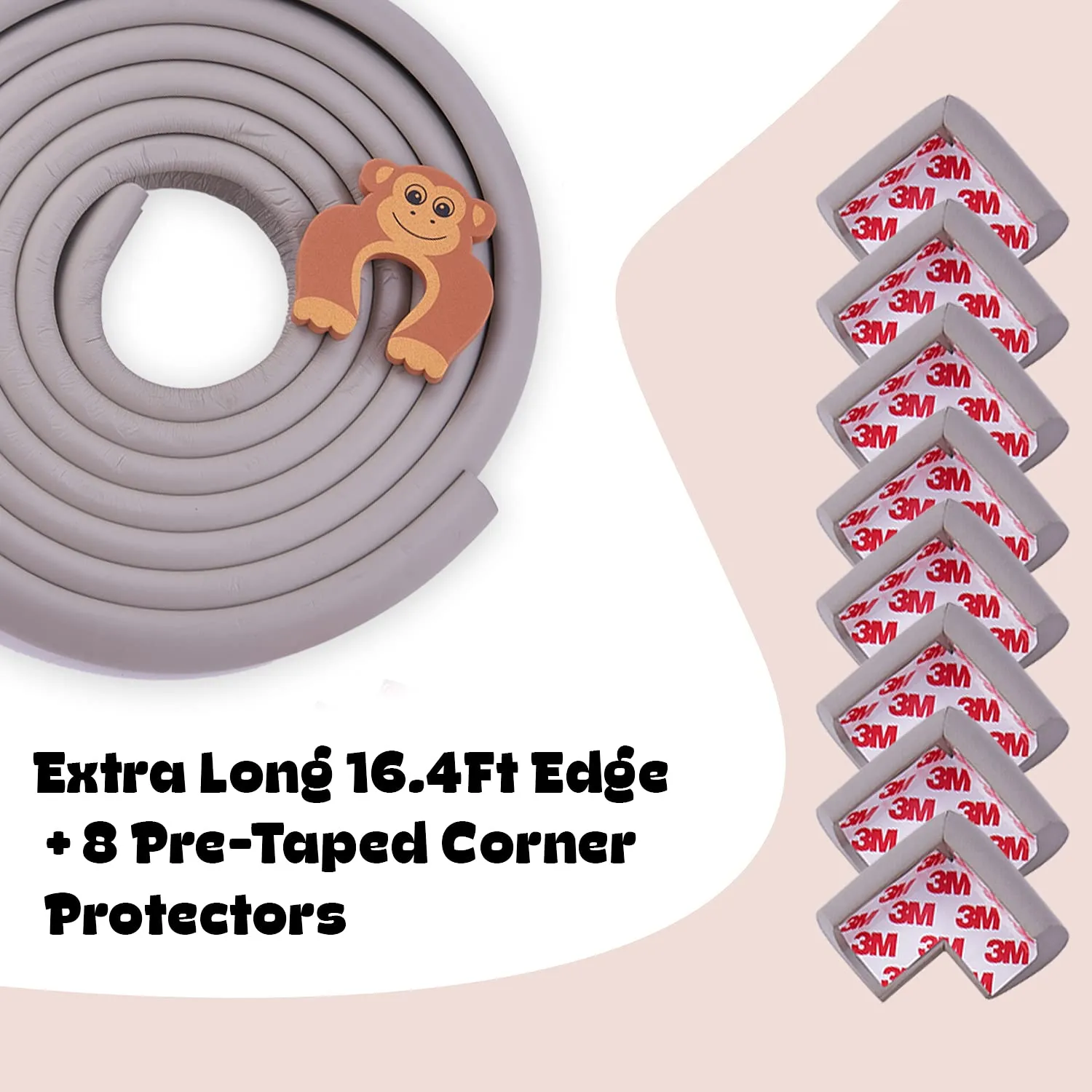 Baybee Baby Proofing Edge & Corner Guards With Extra Long 16.7Ft Edge   8 Pre-Taped Corner Protectors
