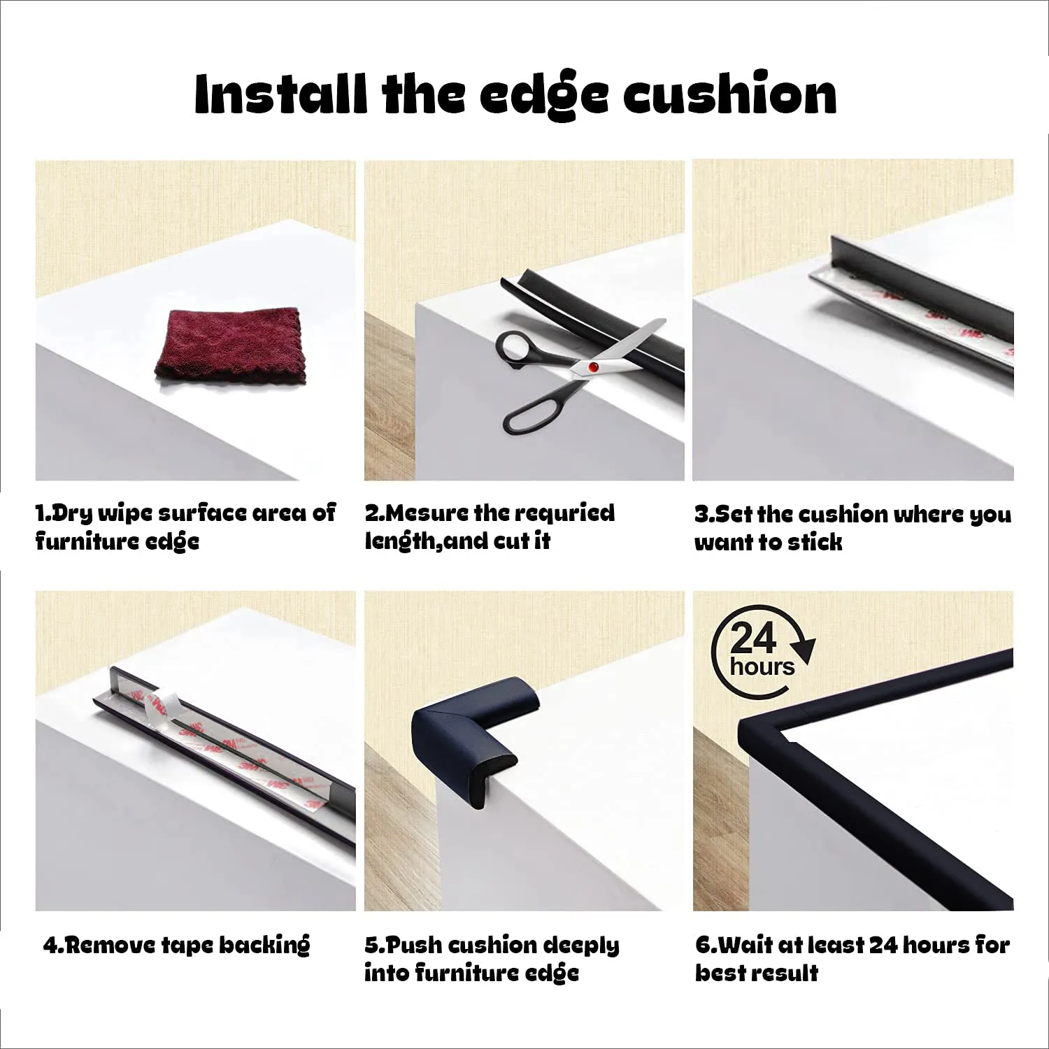 Baybee Baby Proofing Edge & Corner Guards With Extra Long 16.7Ft Edge   8 Pre-Taped Corner Protectors