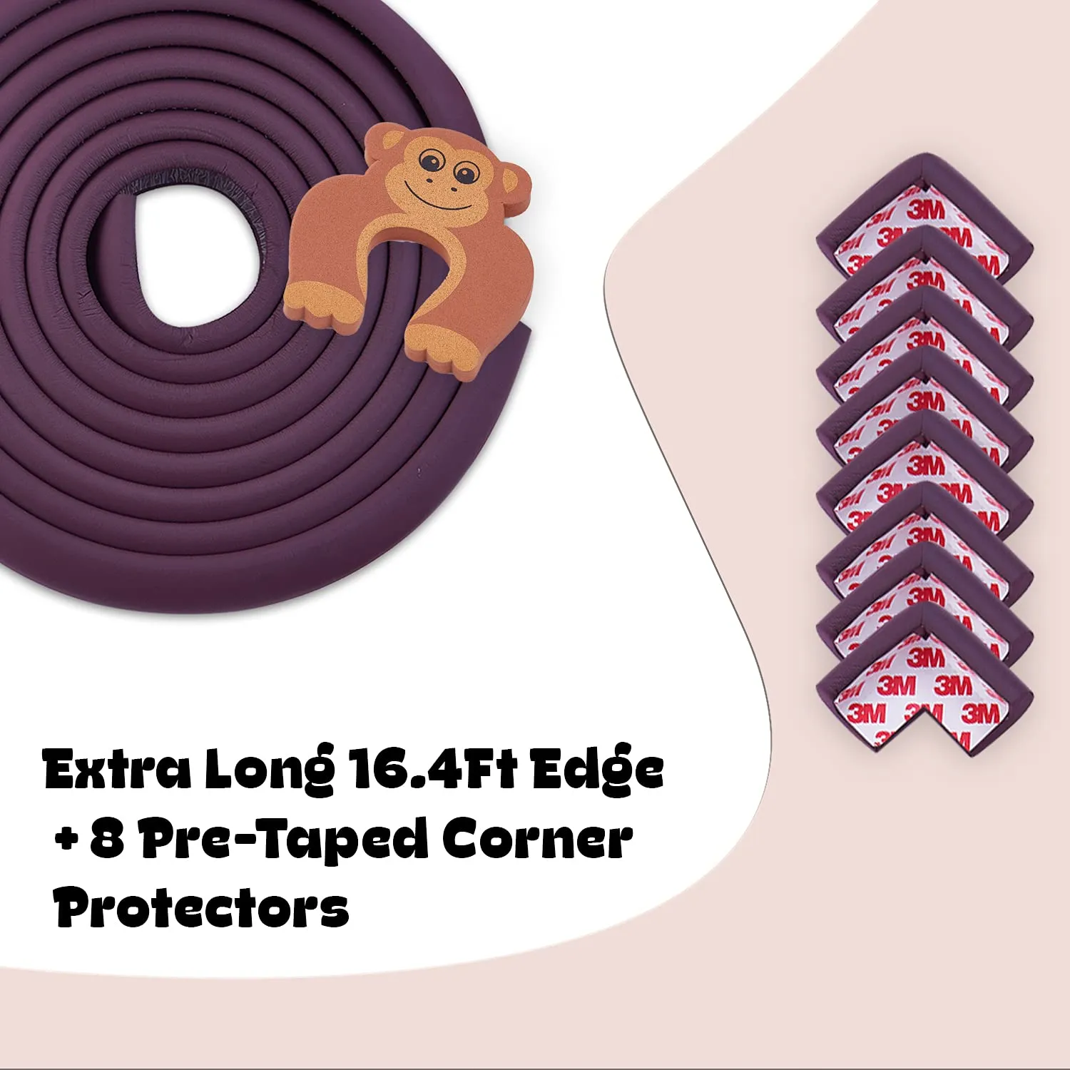 Baybee Baby Proofing Edge & Corner Guards With Extra Long 16.7Ft Edge   8 Pre-Taped Corner Protectors