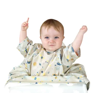 BIBaDO - Coverall Baby Feeding Bibs, Weaning Bib, Easy to Clean Baby Bibs for Eating, Adjustable High Chair Catch All Cosmic Companions