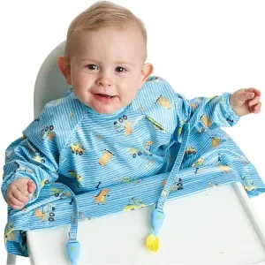 Bibado Long-Sleeve Coverall Weaning Bib Speedy Dinos Turquoise