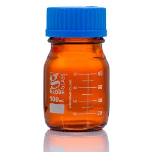 Bottle, Amber Media, Globe Glass, 100mL