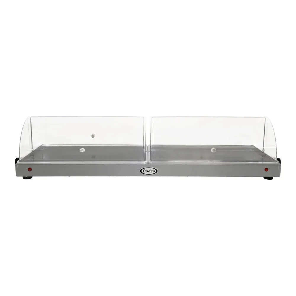 Cadco WTRT-40-HD 45" x 14 3/8" x 9 3/4" Electric Heavy-Duty Countertop Warming Shelf with Roll Top Lids - 120V
