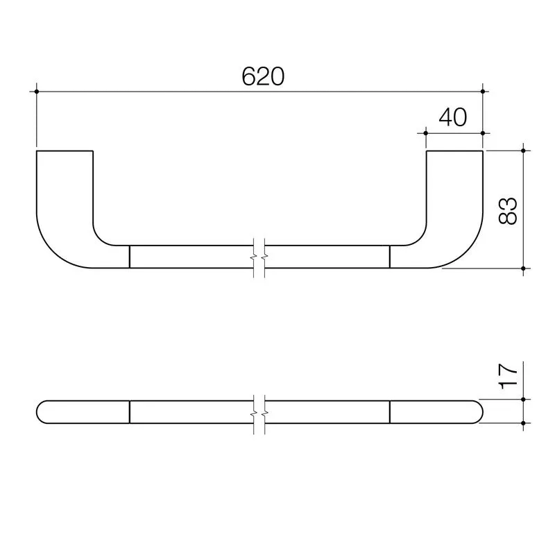 Caroma Contura II 620mm Single Towel Rail - Brushed Nickel