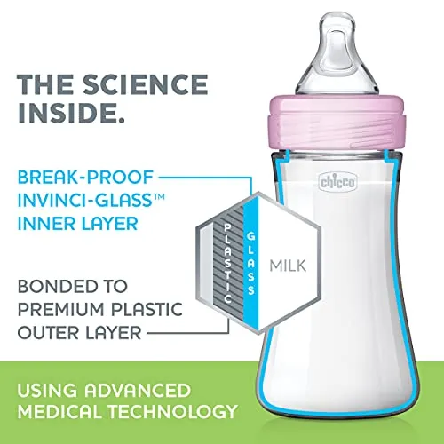 Chicco: Duo Baby Bottle with Invinci-Glass Inside - Plastic Outside and Intui-Latch Nipple