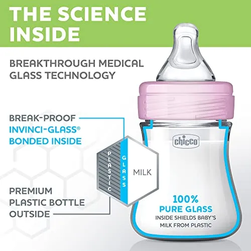 Chicco: Duo Baby Bottle with Invinci-Glass Inside - Plastic Outside and Intui-Latch Nipple