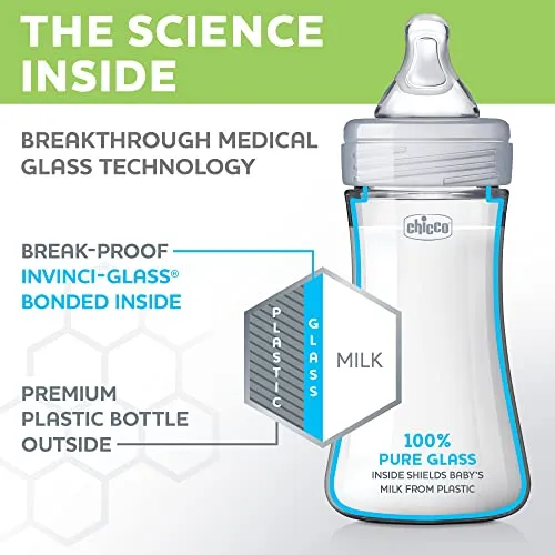 Chicco: Duo Baby Bottle with Invinci-Glass Inside - Plastic Outside and Intui-Latch Nipple