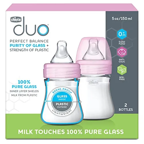 Chicco: Duo Baby Bottle with Invinci-Glass Inside - Plastic Outside and Intui-Latch Nipple