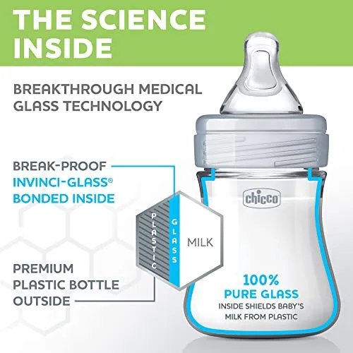 Chicco: Duo Baby Bottle with Invinci-Glass Inside - Plastic Outside and Intui-Latch Nipple