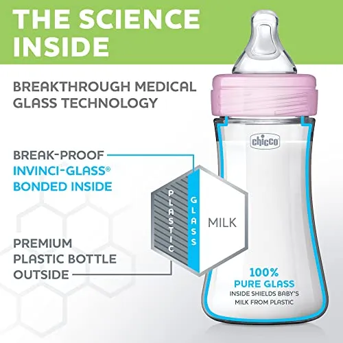 Chicco: Duo Baby Bottle with Invinci-Glass Inside - Plastic Outside and Intui-Latch Nipple
