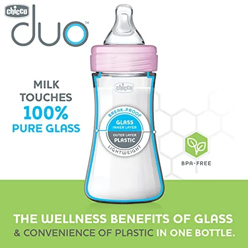 Chicco: Duo Baby Bottle with Invinci-Glass Inside - Plastic Outside and Intui-Latch Nipple