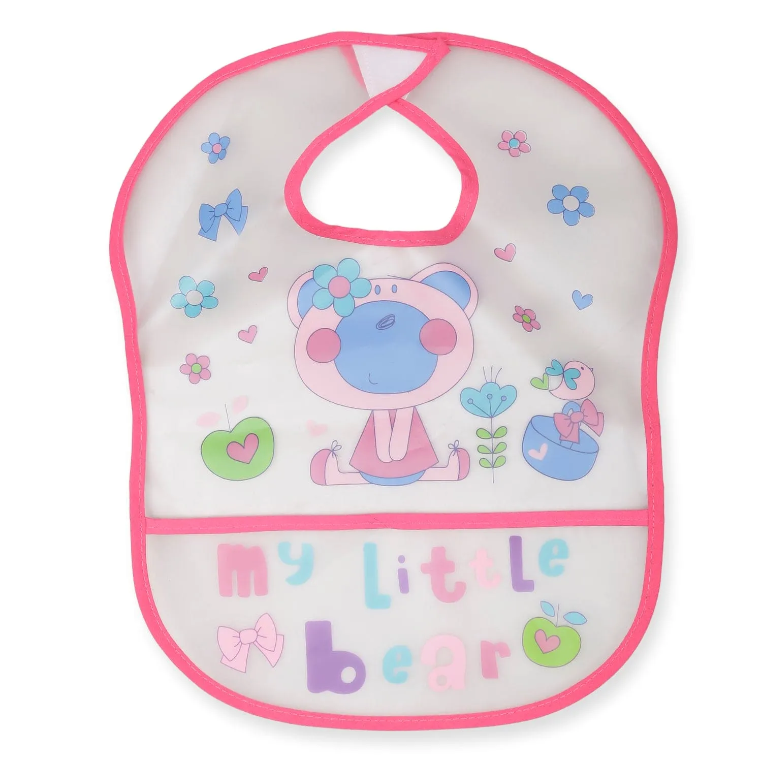 Crumb Catcher Waterproof Feeding Bib My Little Bear Pink
