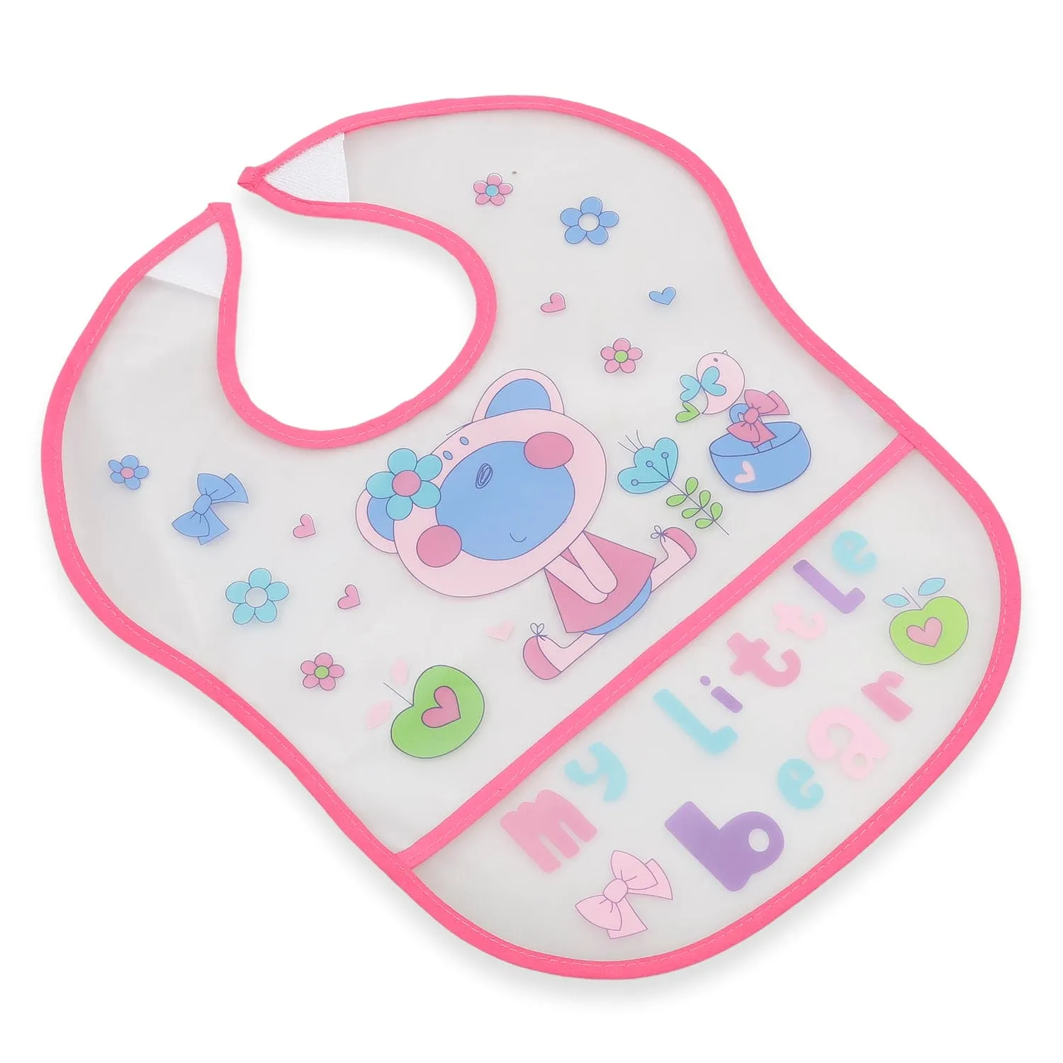 Crumb Catcher Waterproof Feeding Bib My Little Bear Pink