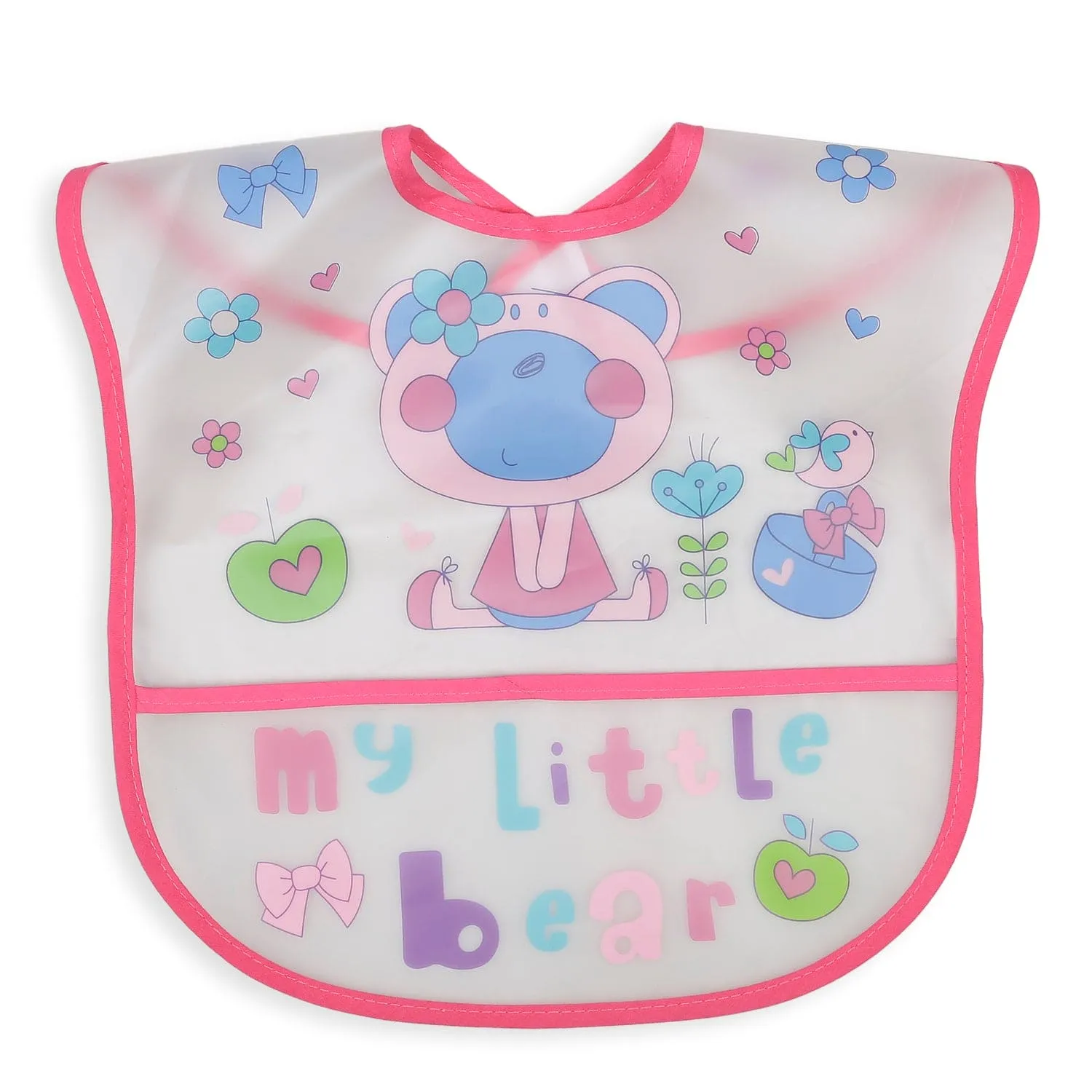 Crumb Catcher Waterproof Feeding Bib My Little Bear Pink