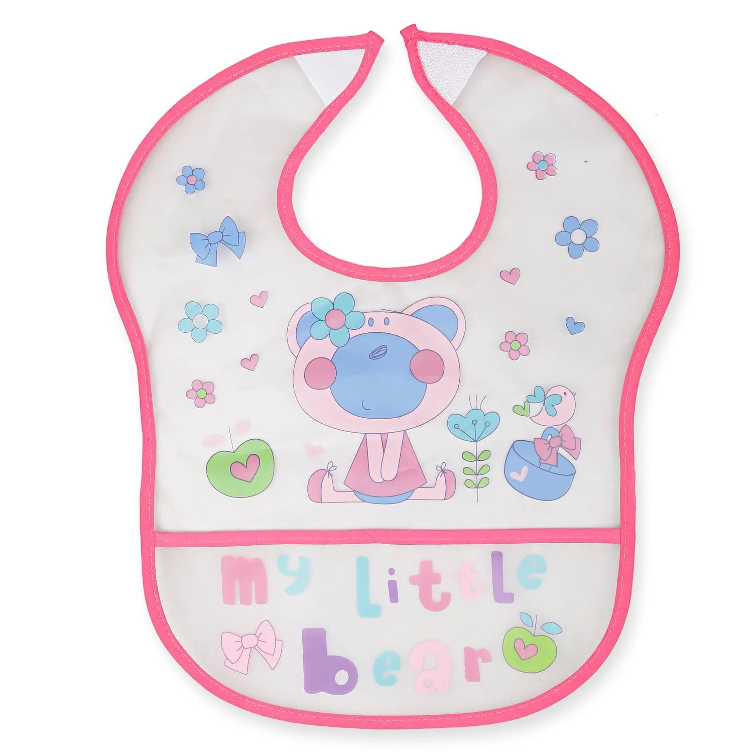 Crumb Catcher Waterproof Feeding Bib My Little Bear Pink