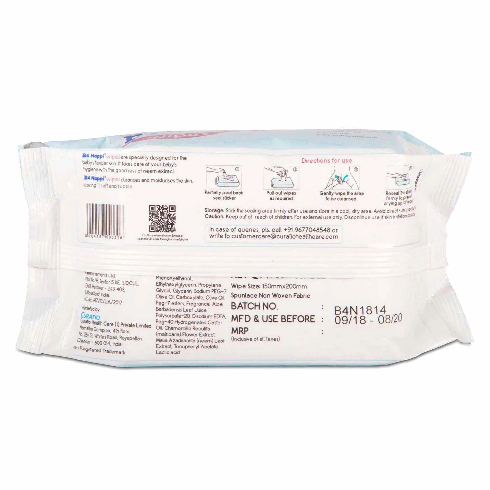 Curatio B4 Nappi Baby Wet Wipes with Vitamin E - 30pcs