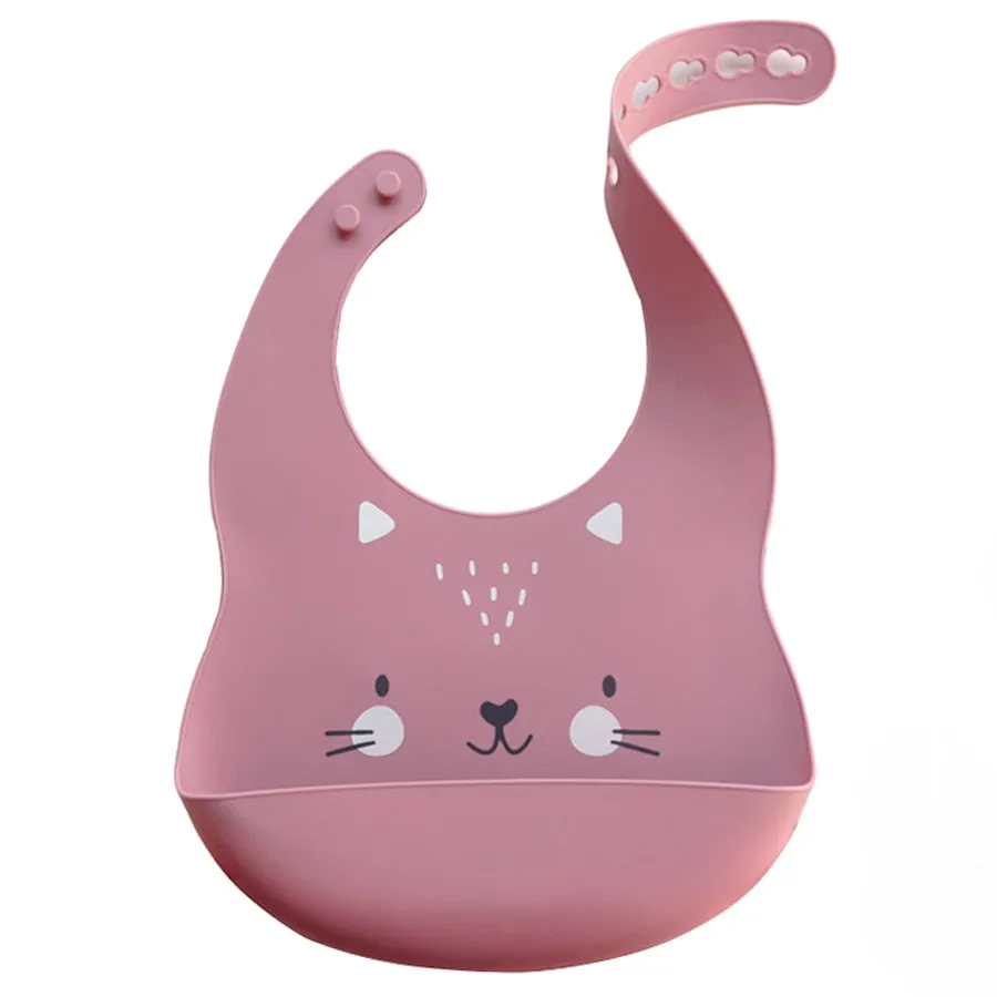 Fashionable Cartoon Printed Waterproof Soft Baby Silicone Bibs Newborn