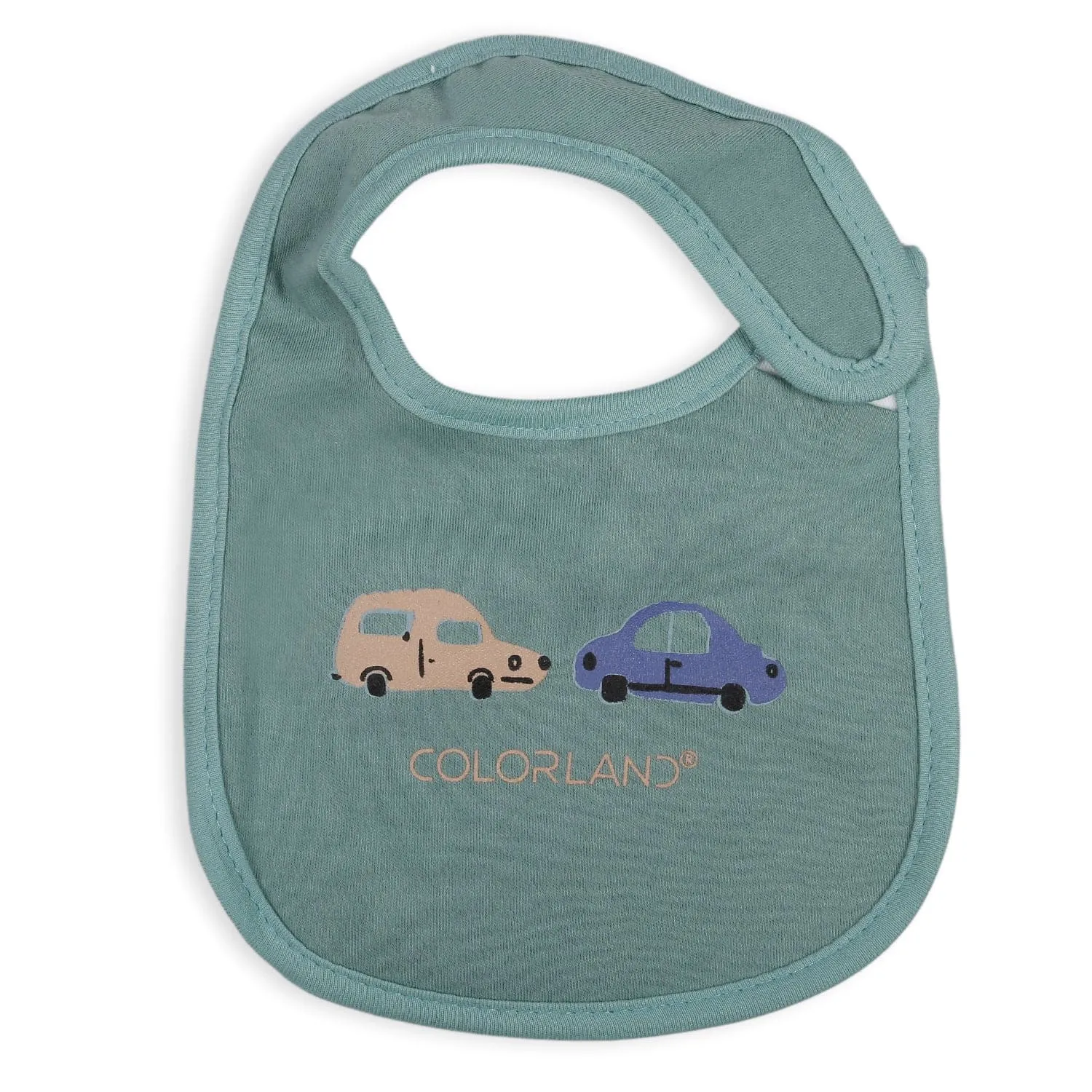 Feeding Bibs Pack Of 3 Cartoon Car Printed Green And Grey
