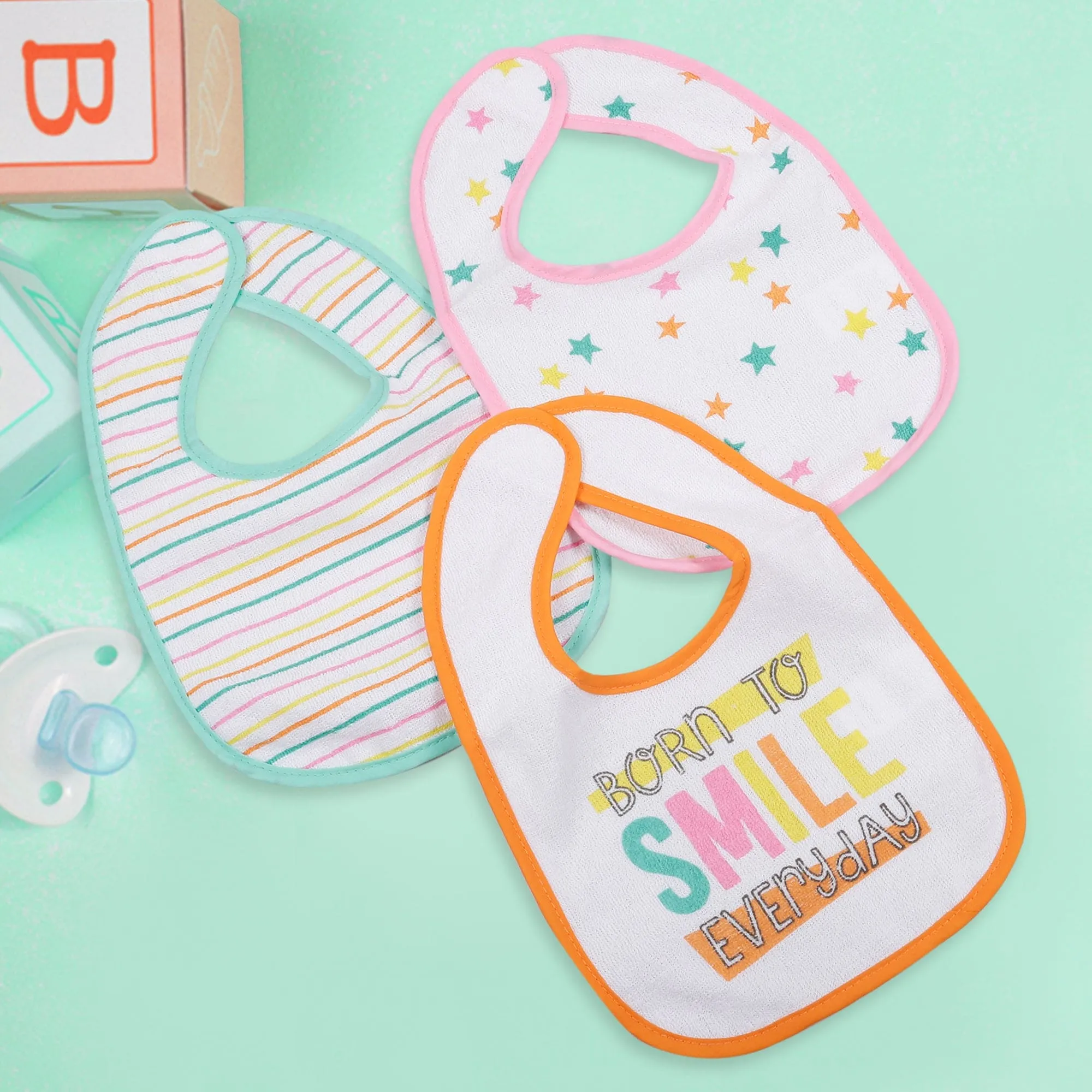 Feeding Bibs Pack Of 3 Smiling Star Multicolour