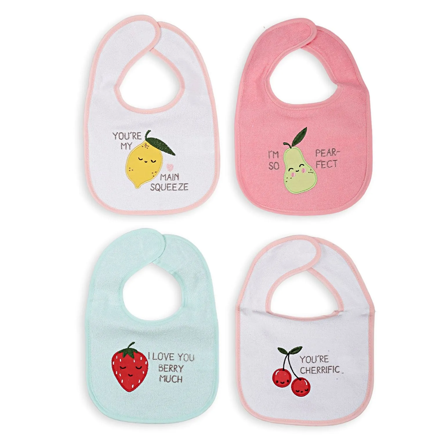 Feeding Bibs Pack Of 4 Fruit Puns Multicolour