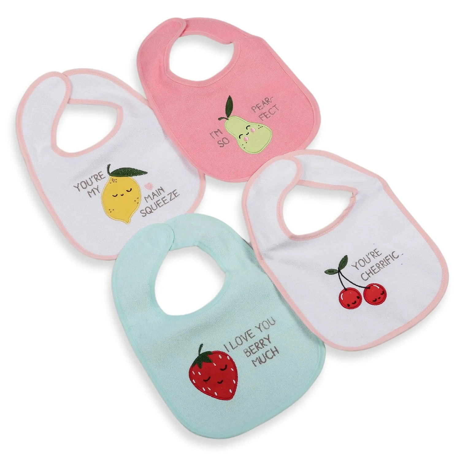 Feeding Bibs Pack Of 4 Fruit Puns Multicolour