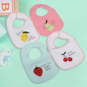 Feeding Bibs Pack Of 4 Fruit Puns Multicolour