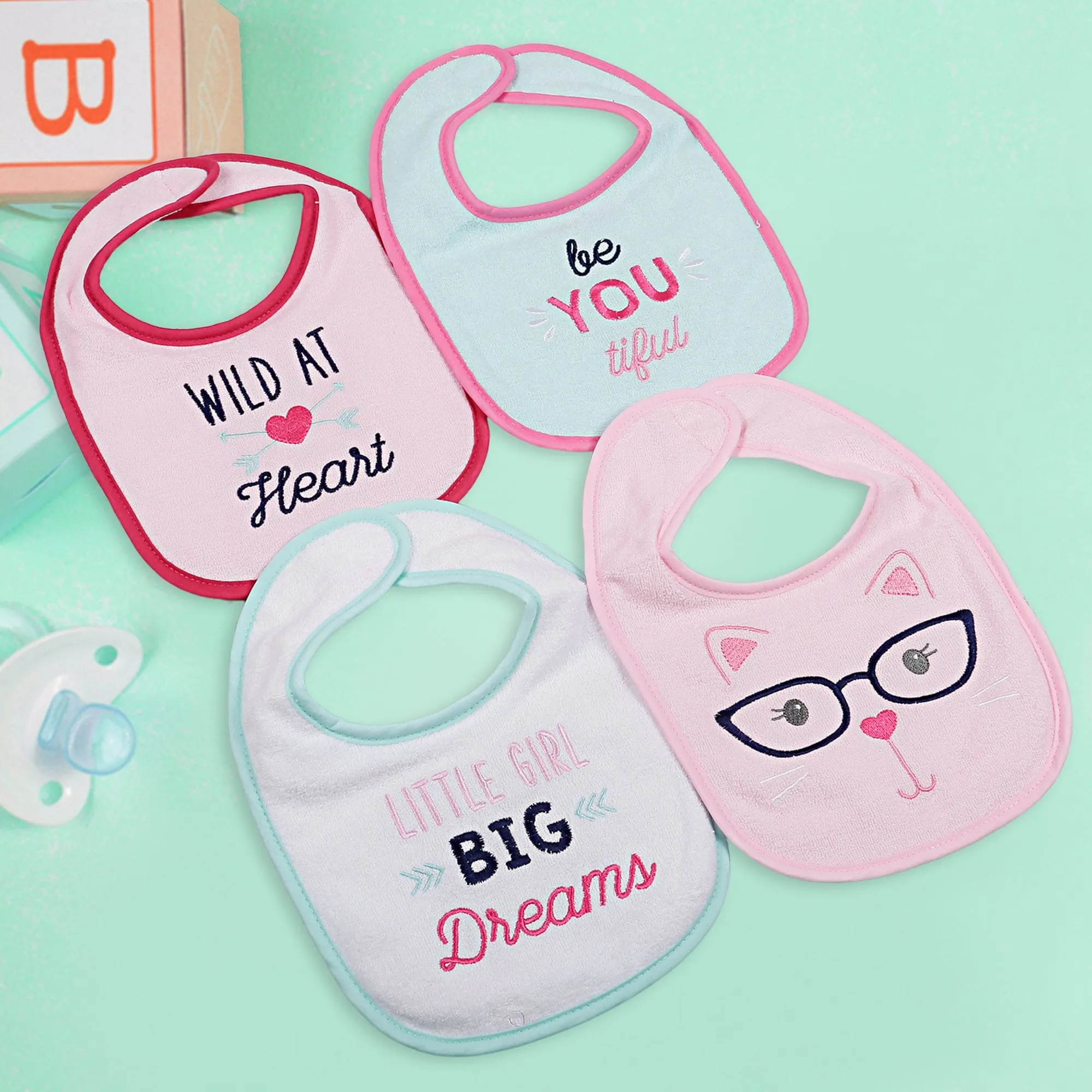 Feeding Bibs Pack Of 4 Little Girl Big Dreams Multicolour
