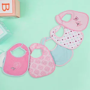 Feeding Bibs Pack Of 5 Butterfly And Polka Dots Multicolour
