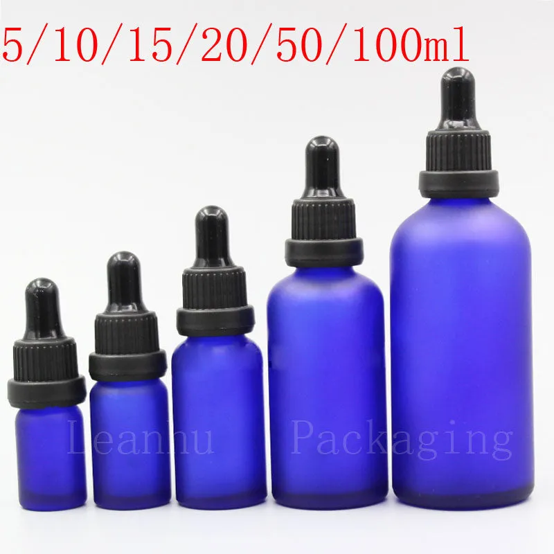 Frosted Blue Glass Essential Oil Dropper Bottle,Empty Cosmetic Containers,Refillable Elite Fluid Bottle,Medicine Dropper Bottles