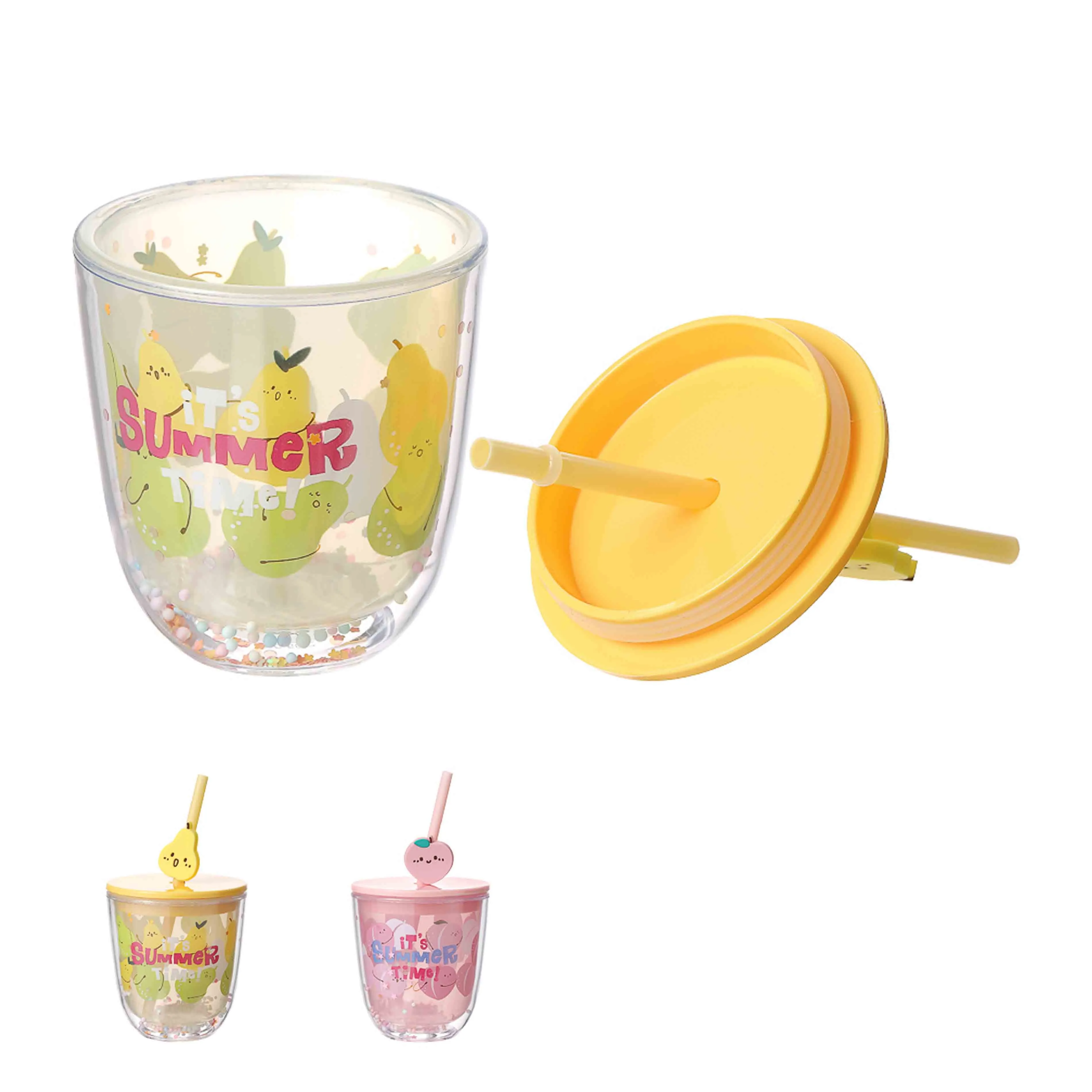 Fruit Series Double-layer Straw Water Bottle（435mL）