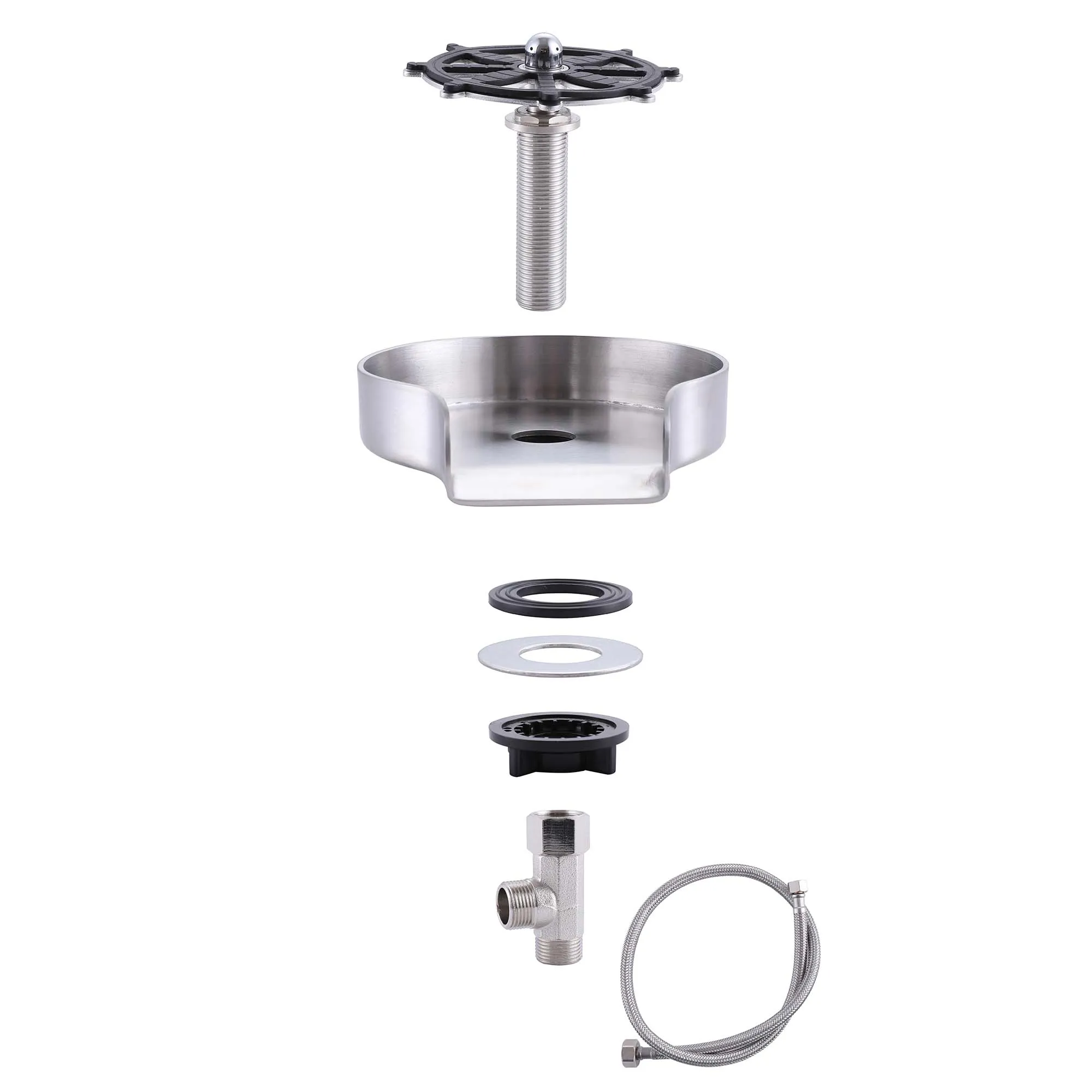 Glass Rinser for Kitchen Sink Stainless Steel Bottle Washer for Bar Sink Brushed Nickel JK0143