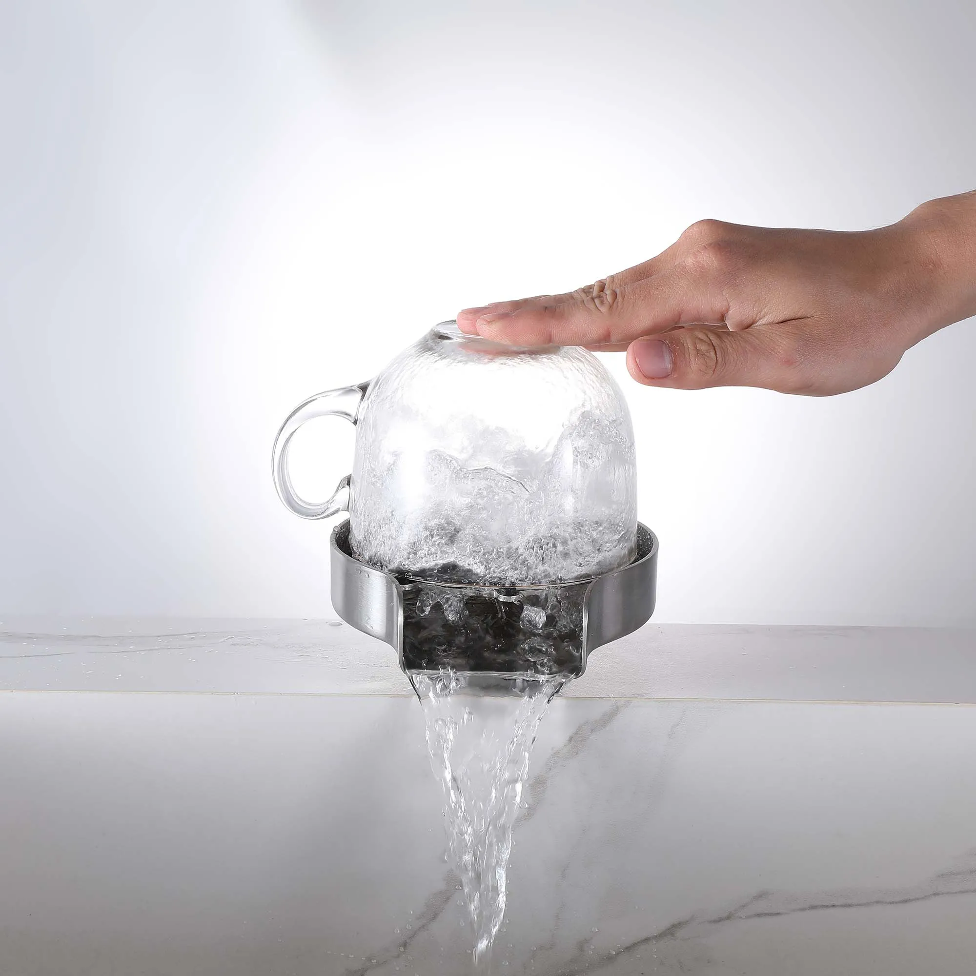 Glass Rinser for Kitchen Sink Stainless Steel Bottle Washer for Bar Sink Brushed Nickel JK0143