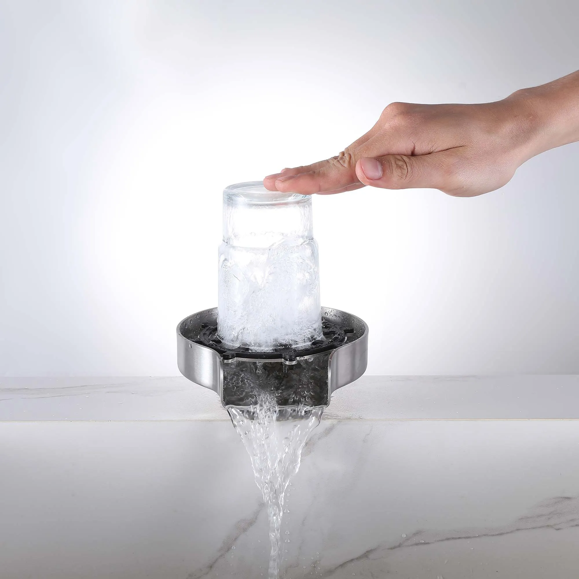 Glass Rinser for Kitchen Sink Stainless Steel Bottle Washer for Bar Sink Brushed Nickel JK0143